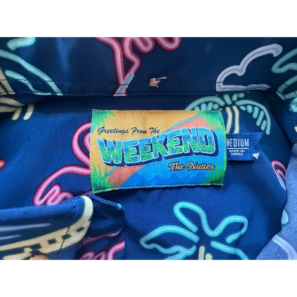 Greetings From The Weekend The Nutter Mens Neon Tropical Flamingo Popover Shirt - Picture 7 of 7